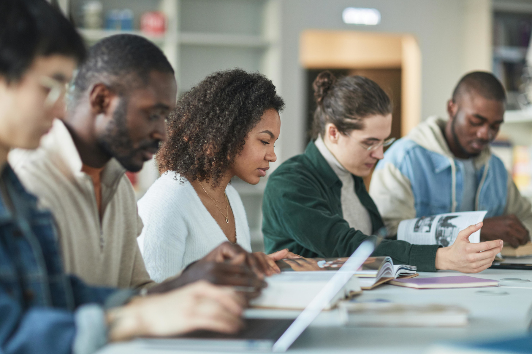 Students in a professional environment